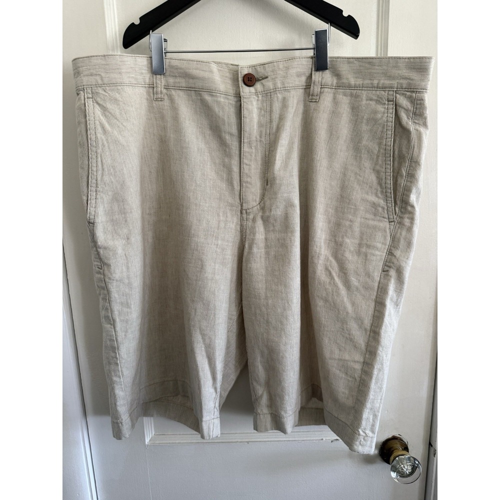 Tommy Bahama Men's Linen Blend Chino Shorts Beige Stripes Resort Size 36